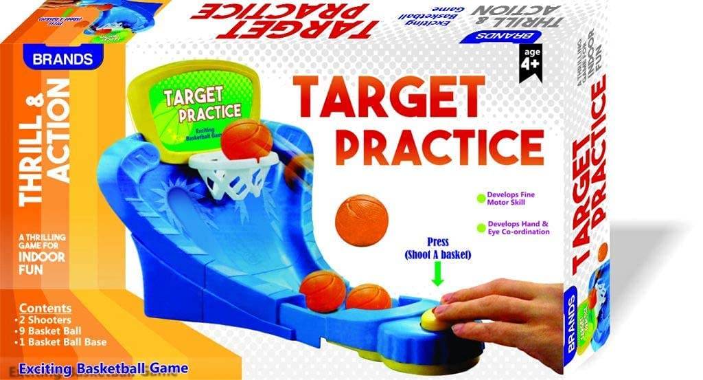 Brands target practice toy for children basketball game with two shooters and a basket ball