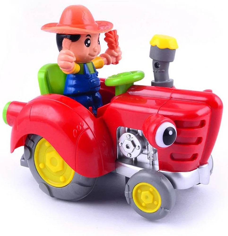 LUMO musical cartoon light up tractor toy with a colorful farmer figure and detailed wheels