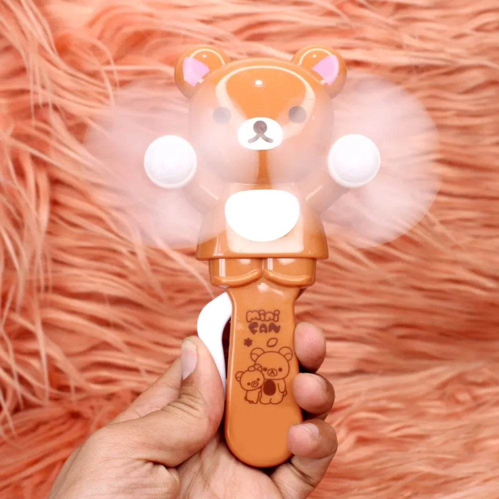 cartoon mini hand fan for kids in bear design handheld portable fan with spinning blades