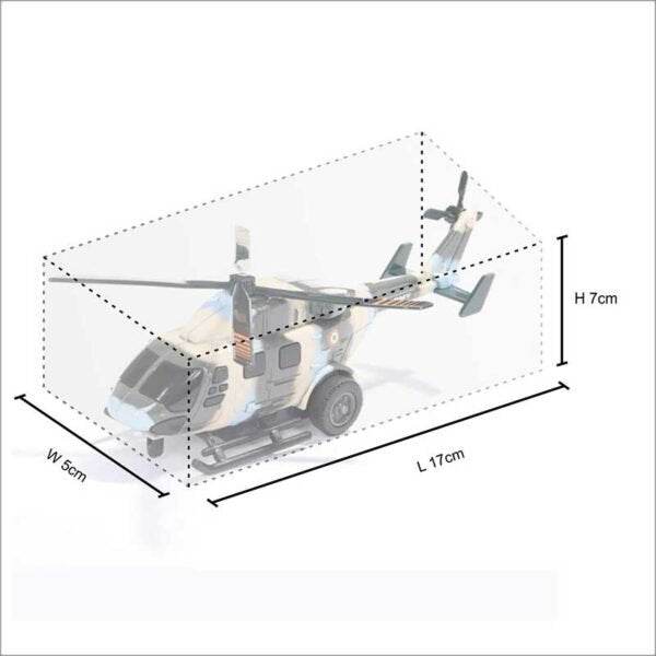 Centy Dhruv army helicopter toy model with detailed rotors and camouflage design in gray color