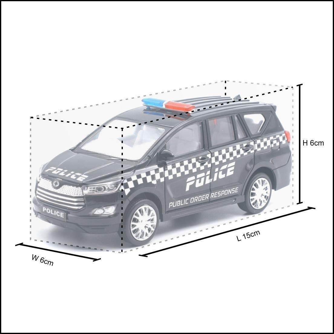 Centy police toy car black SUV model with police signage and red blue siren lights
