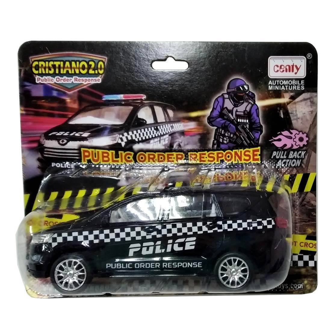 Centy police toy car pull back action black and white police SUV with Public Order Response decals