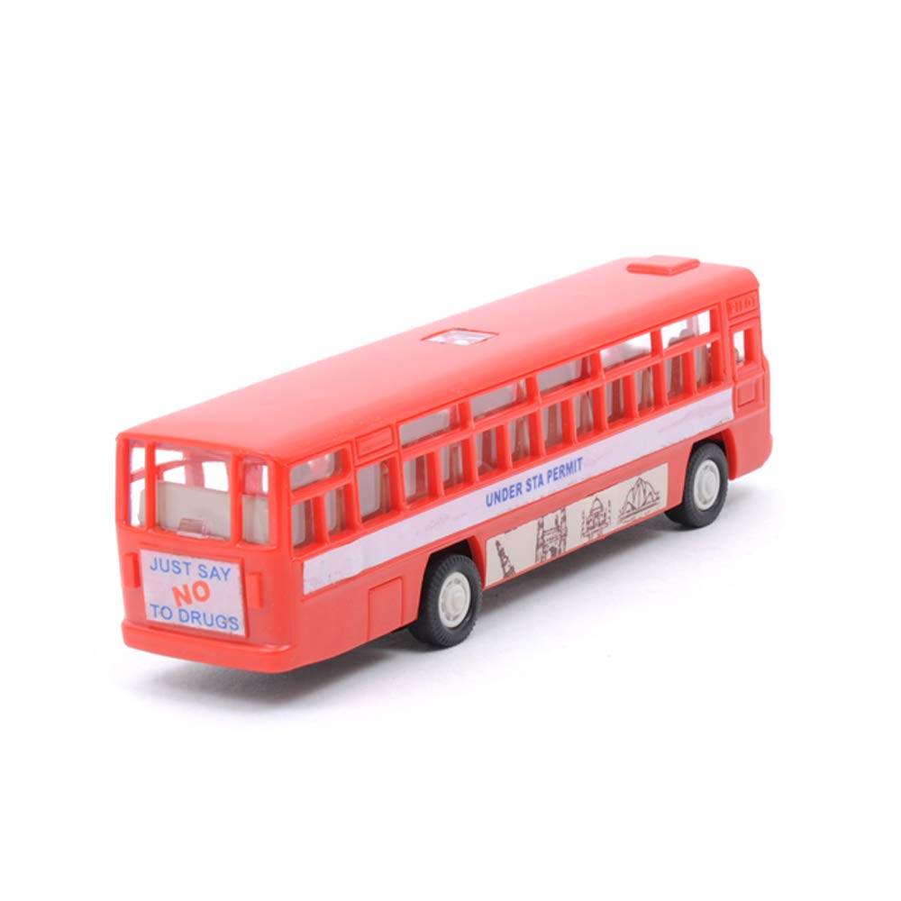 Red Centy Toys city bus for kids with educational anti-drug message and detailed windows