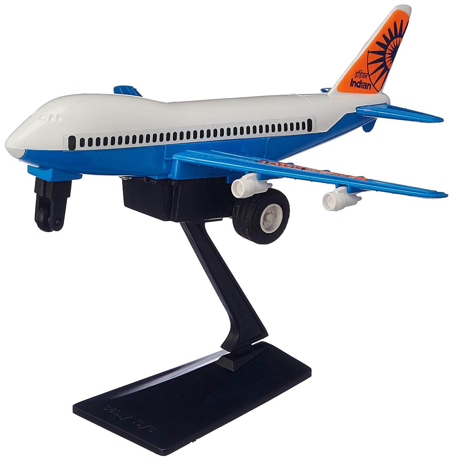 Centy Toys Jet 747 for kids blue and white toy airplane model on stand with Indian Air logo