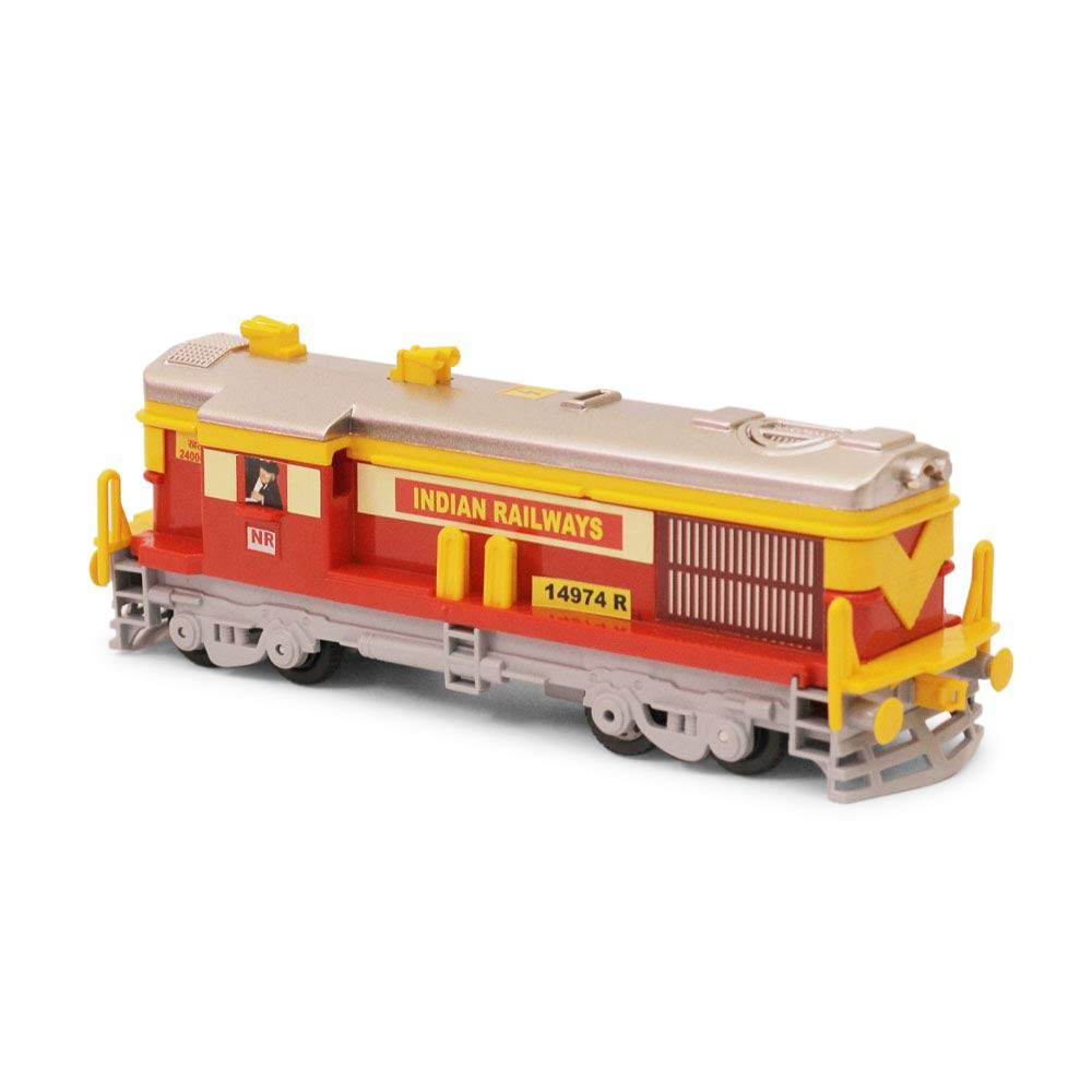 Centy Toys locomotive engine in Indian Railways red and yellow design toy train model