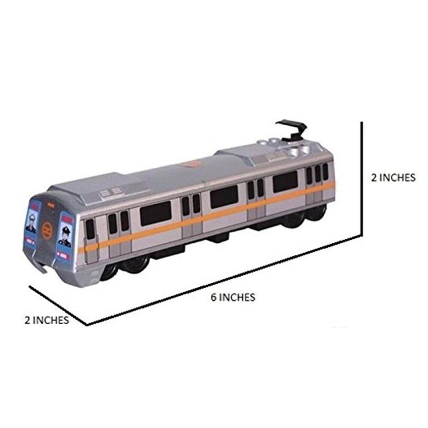 Centy Toys metro train for kids gray toy train with orange stripe 6 inches long and 2 inches wide