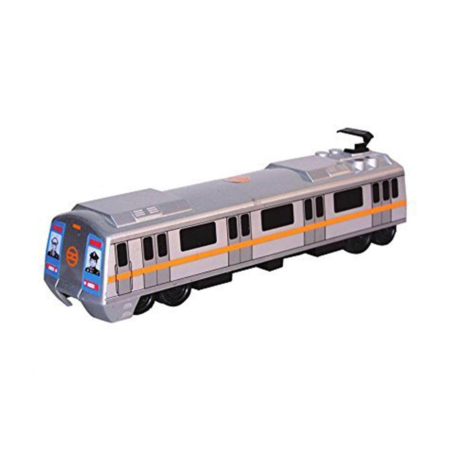 Centy Toys metro train for kids silver toy train with orange stripe and black windows