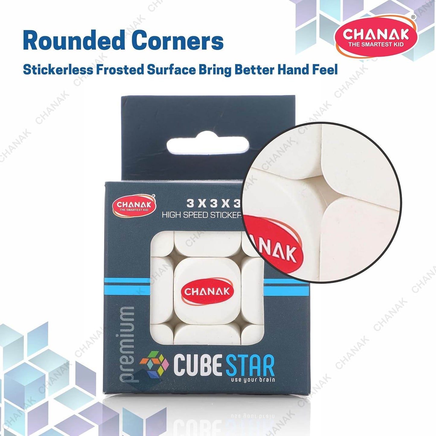 Chanak 3x3 speed cube for kids with rounded corners and stickerless frosted surface for better hand feel