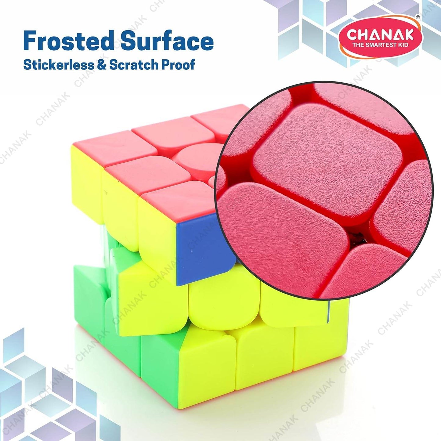 Chanak 3x3 speed cube for kids with frosted surface, stickerless and scratch proof design
