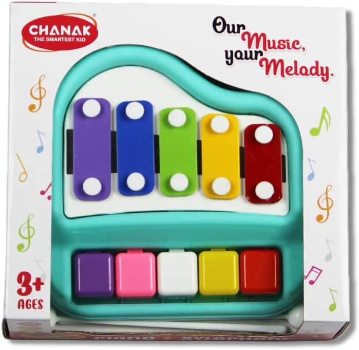 Musical xylophone toy for kids with colorful metal bars and piano keys by Chanak