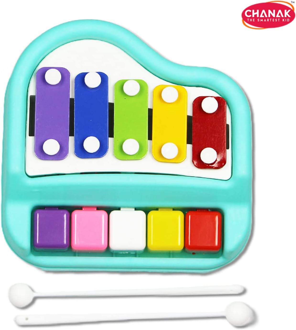 Colorful musical xylophone toy for kids with piano keys and two white mallets by T-Rex the toyland Sitamarhi