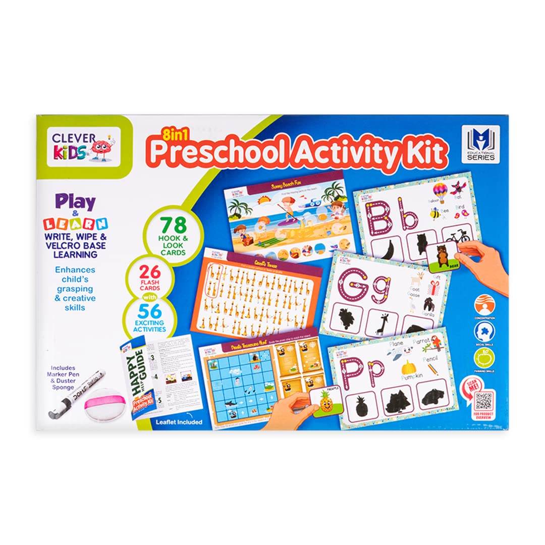 Prem Ratna preschool activity kit for toddlers with 78 hook and loop cards and 56 exciting activities