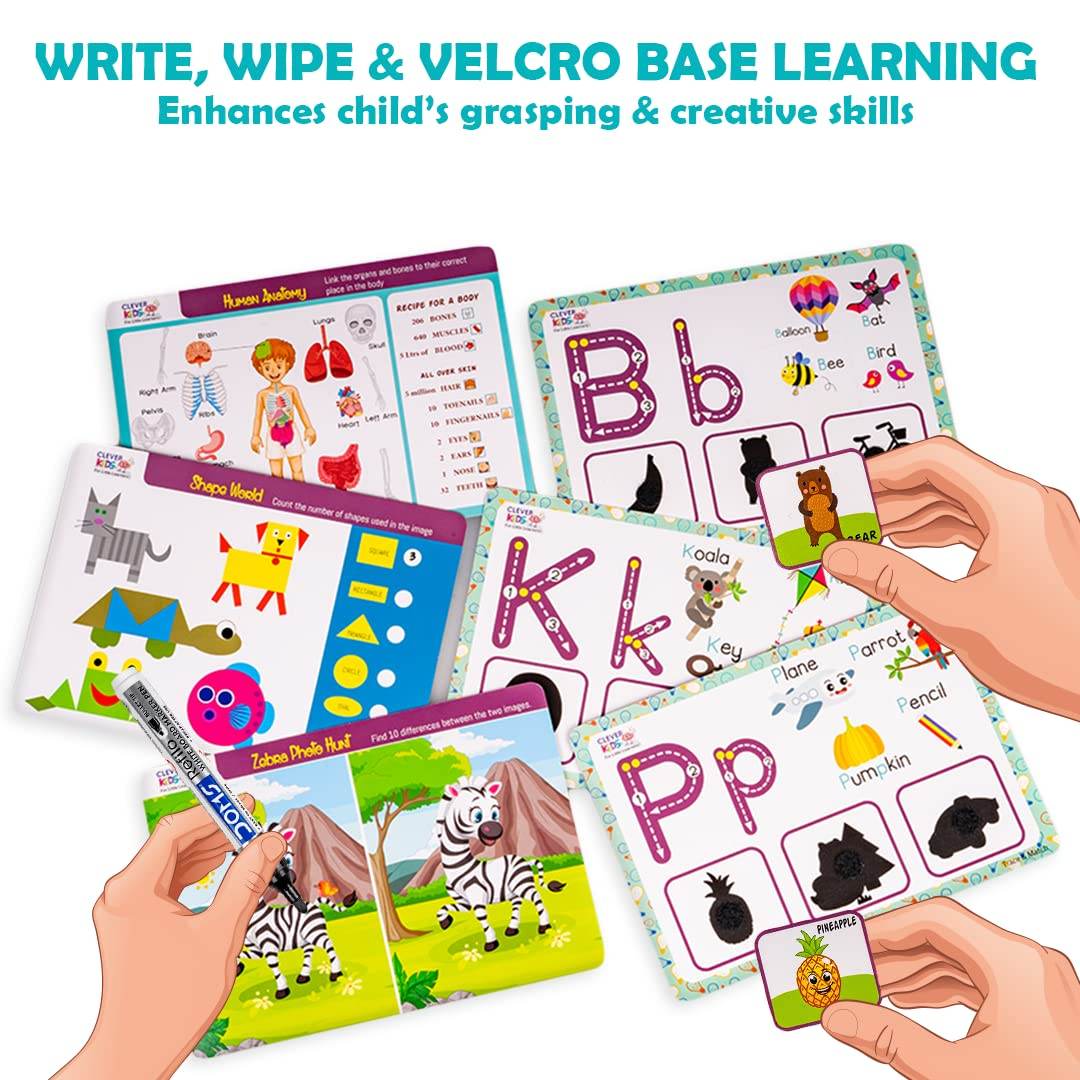 Prem Ratna preschool activity kit for toddlers with write wipe and velcro base learning cards