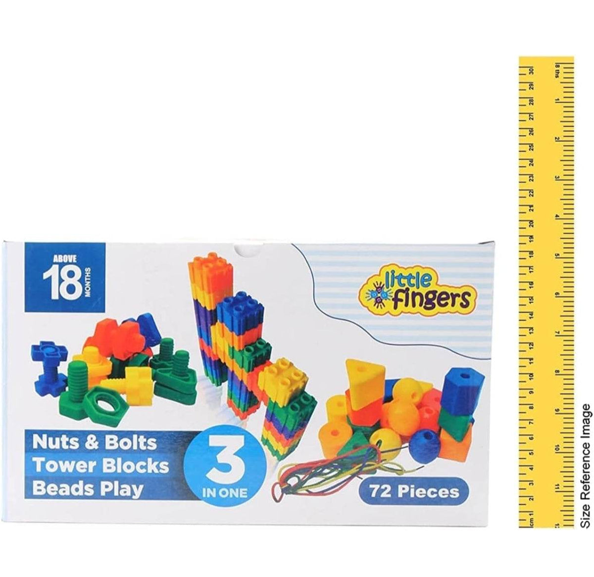 Colorful building blocks and nuts and bolts play set for kids over 18 months