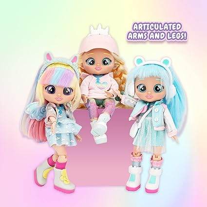 Cry Babies BFF Stella dollhouse set with three colorful dolls featuring articulated arms and legs