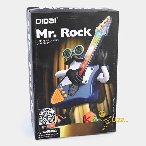 LUMO Mr. Rock interactive toy by T-Rex the Toyland featuring a colorful electric guitar character in packaging