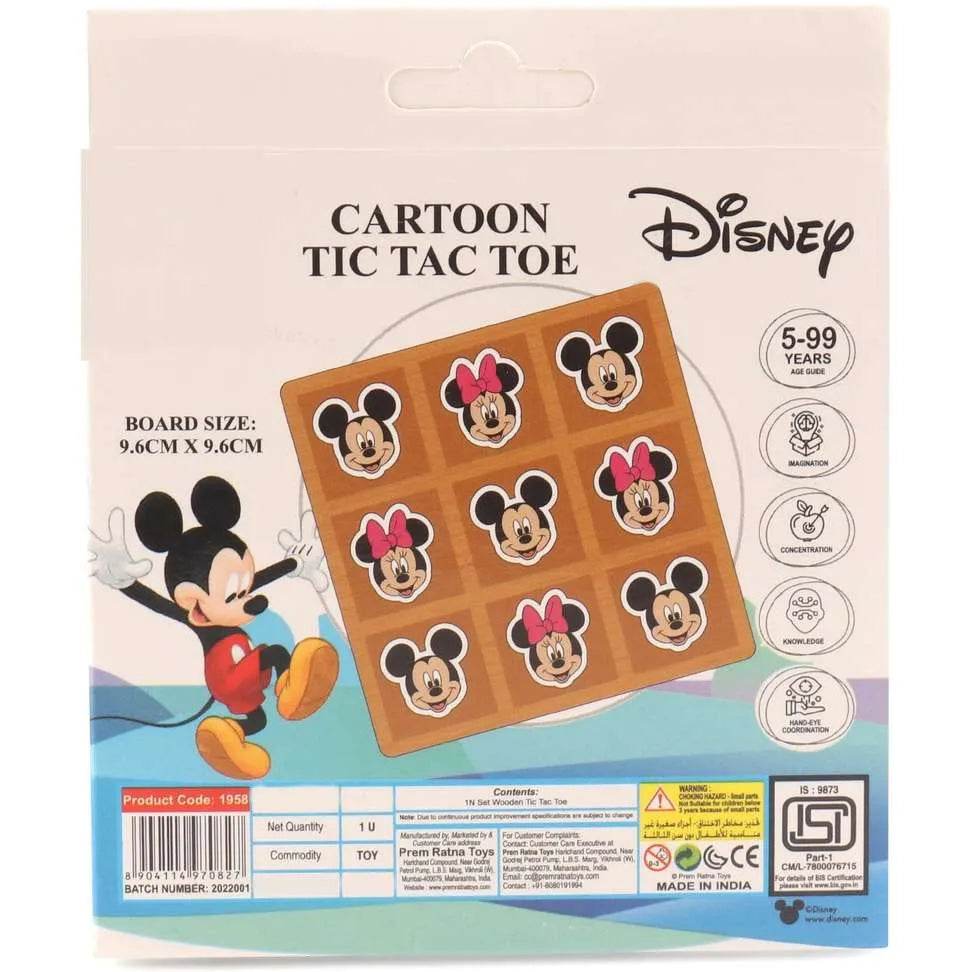 Disney cartoon tic tac toe game with Mickey and Minnie Mouse pieces on a 9.6cm board
