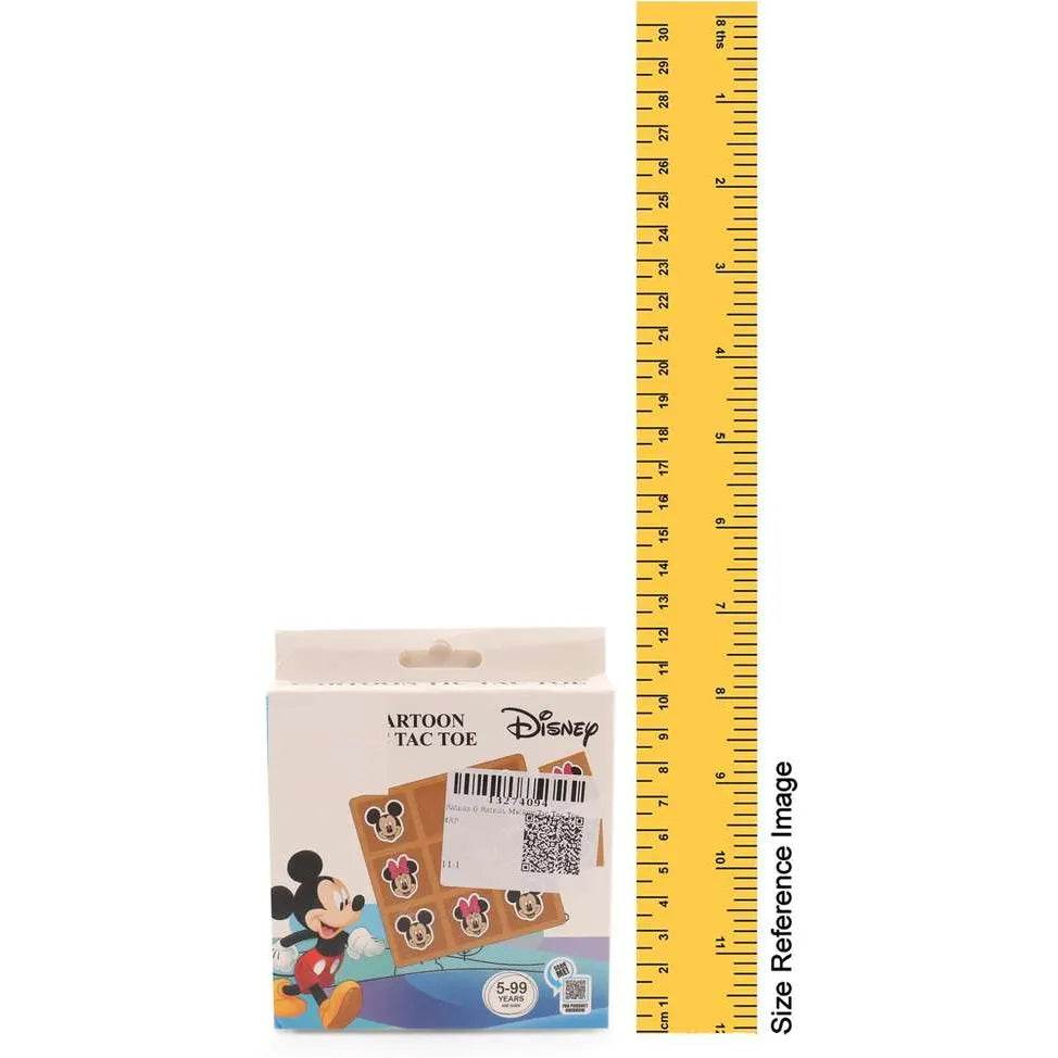 Disney cartoon tic tac toe game box featuring Mickey Mouse with size reference ruler