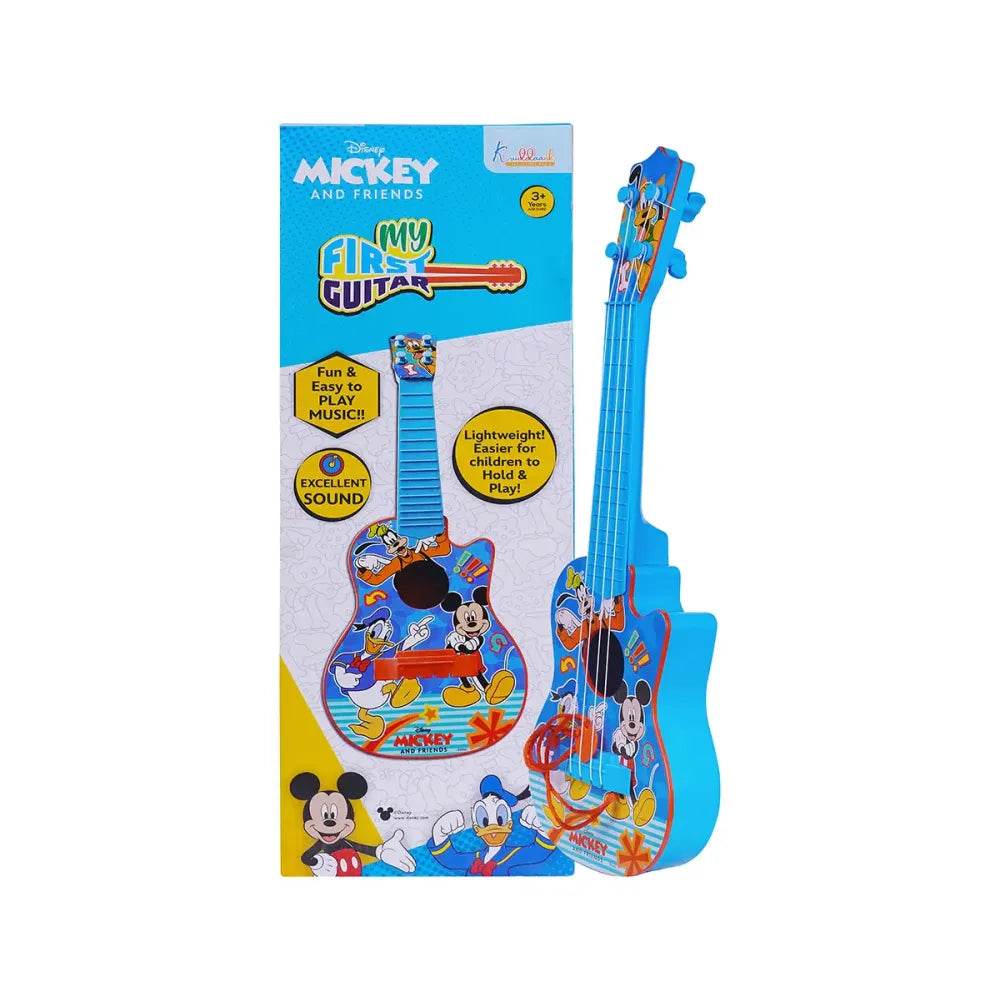 Kriddaank Mickey Mouse toy guitar in blue with Disney characters for children to play music
