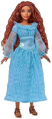 Disney The Little Mermaid Ariel toy doll wearing a blue dress with long curly red hair