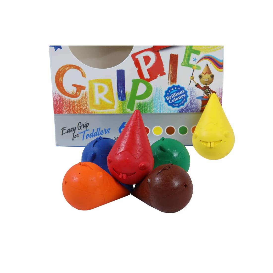 Doms grippie crayons for toddlers in six vibrant colors with easy grip design for small hands