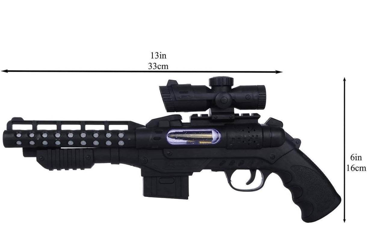 Double Barrel Electric Musical Gun Toy with LED Light & Thrilling Sound for Kids - T-Rex the toyland Sitamarhi