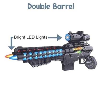 Double Barrel Electric Musical Gun Toy with LED Light & Thrilling Sound for Kids - T-Rex the toyland Sitamarhi