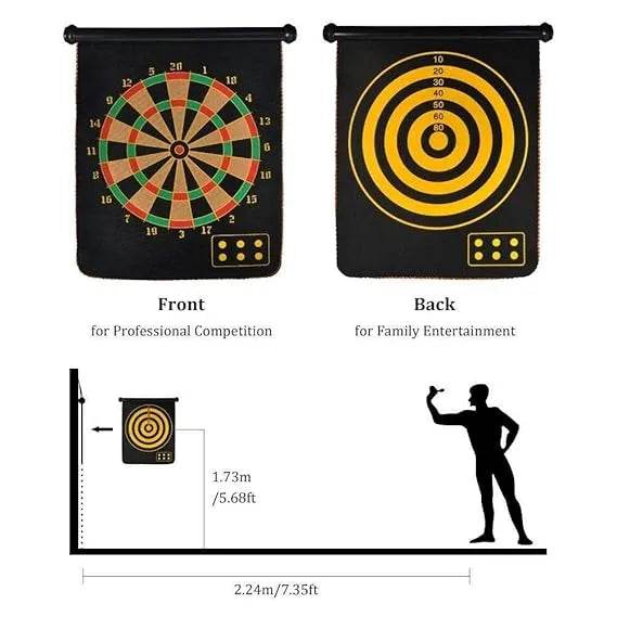 Dual-Sided Magnetic Dartboard – 12 Inch Black | Safe, Non-Pointed Darts for Kids and Adults | Includes 4 Magnetic Darts for Fun, Family-Friendly Play - T-Rex the toyland Sitamarhi