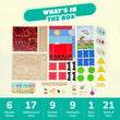 Educational building kit for kids with colorful blocks and shapes for creative learning