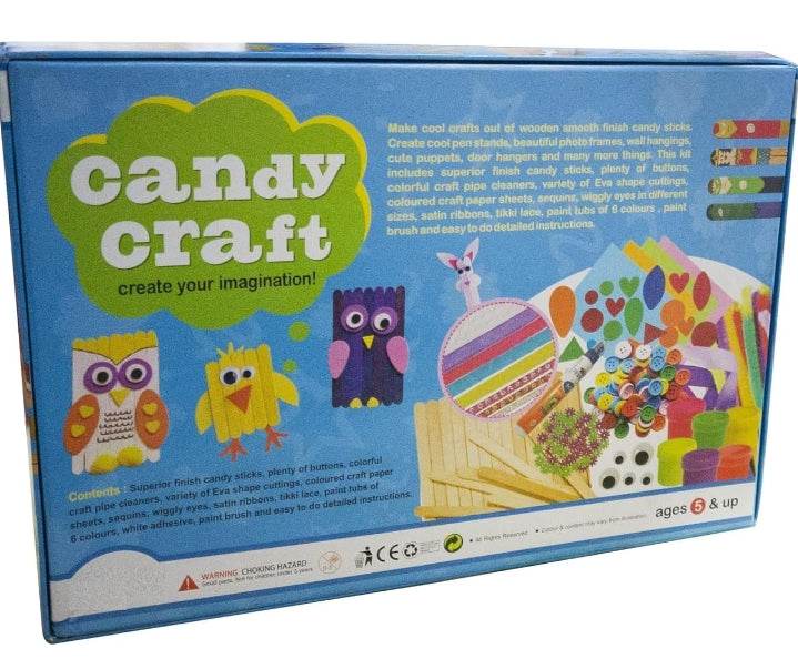 Ekta Candy Craft kit for kids with colorful craft supplies and wooden candy sticks for creative projects