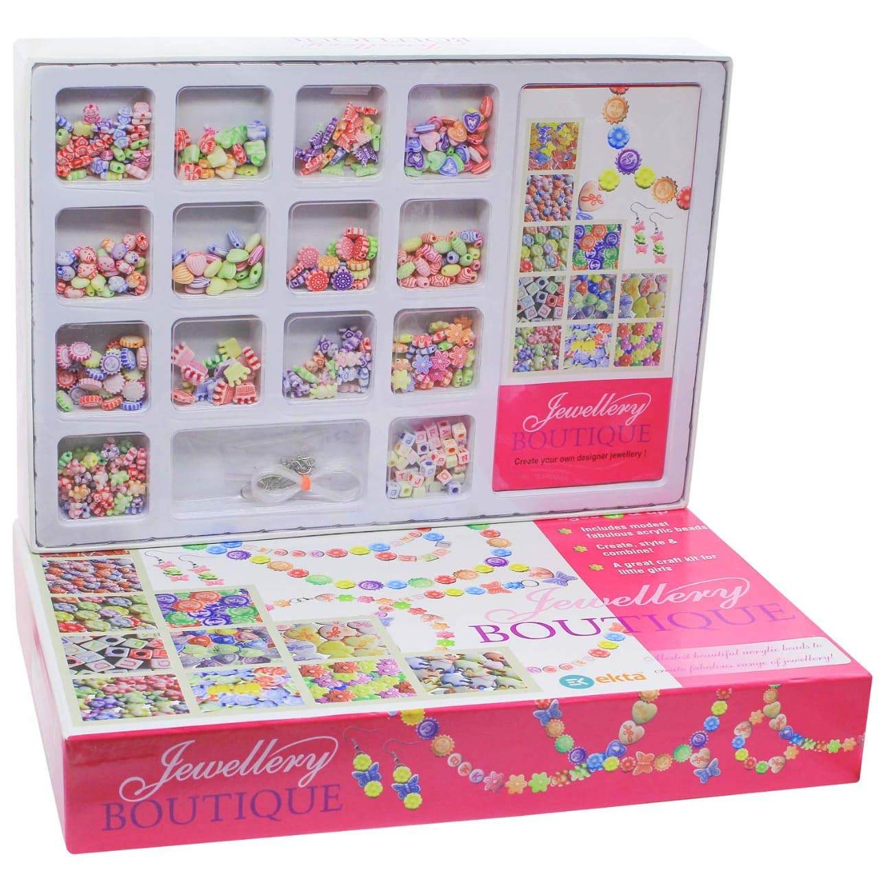 T-Rex the toyland Sitamarhi kids jewelry making kit with colorful beads and accessories in a pink box