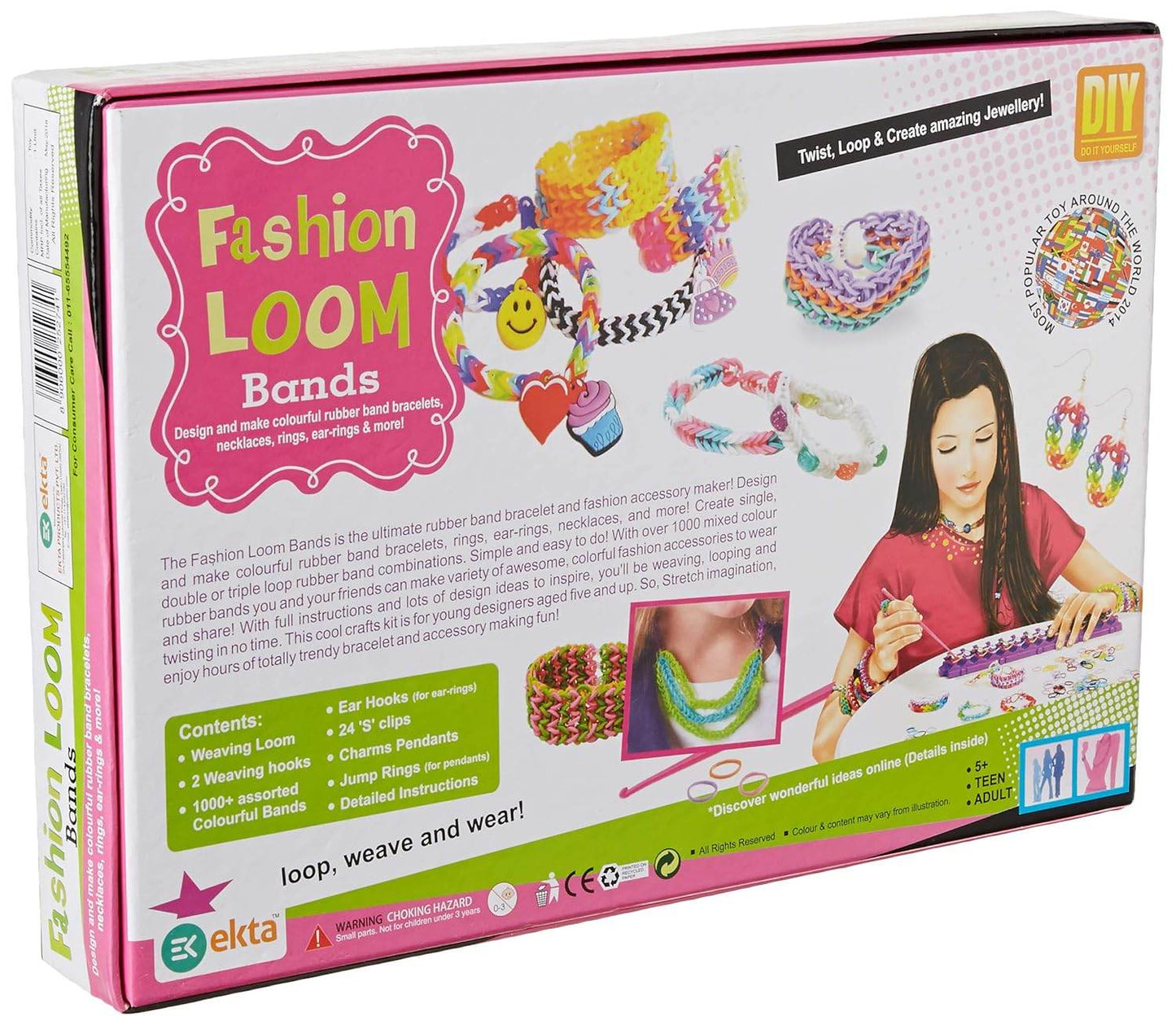 Ekta Fashion Loom Bands Jewellery Maker Kit with colorful rubber bands and accessories for making bracelets and rings