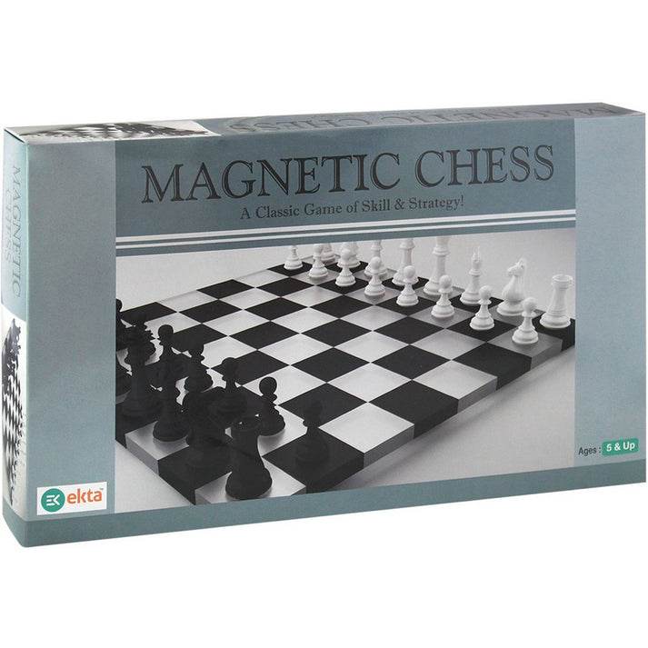 Ekta magnetic chess board for kids with classic black and white pieces and board design