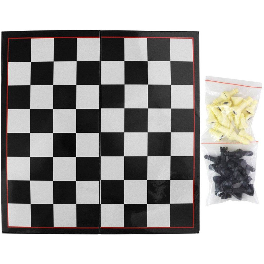 Ekta magnetic chess board for kids with black and white folding board and chess pieces in separate bags