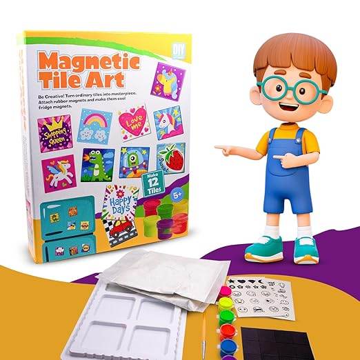 T-Rex the toyland Sitamarhi magnetic tile art kit for kids with colorful paints and creative tiles