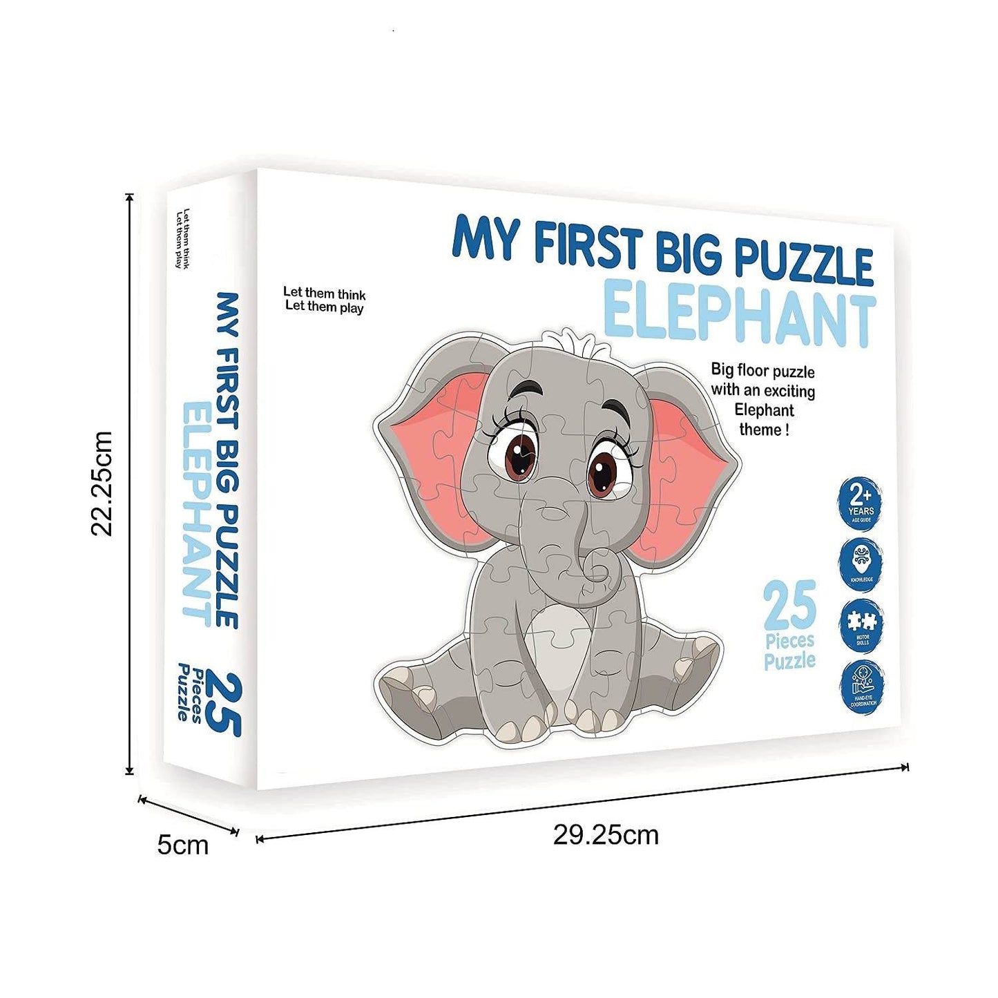 Educational animal puzzle for preschoolers featuring a 25-piece elephant floor puzzle for ages 2 and up