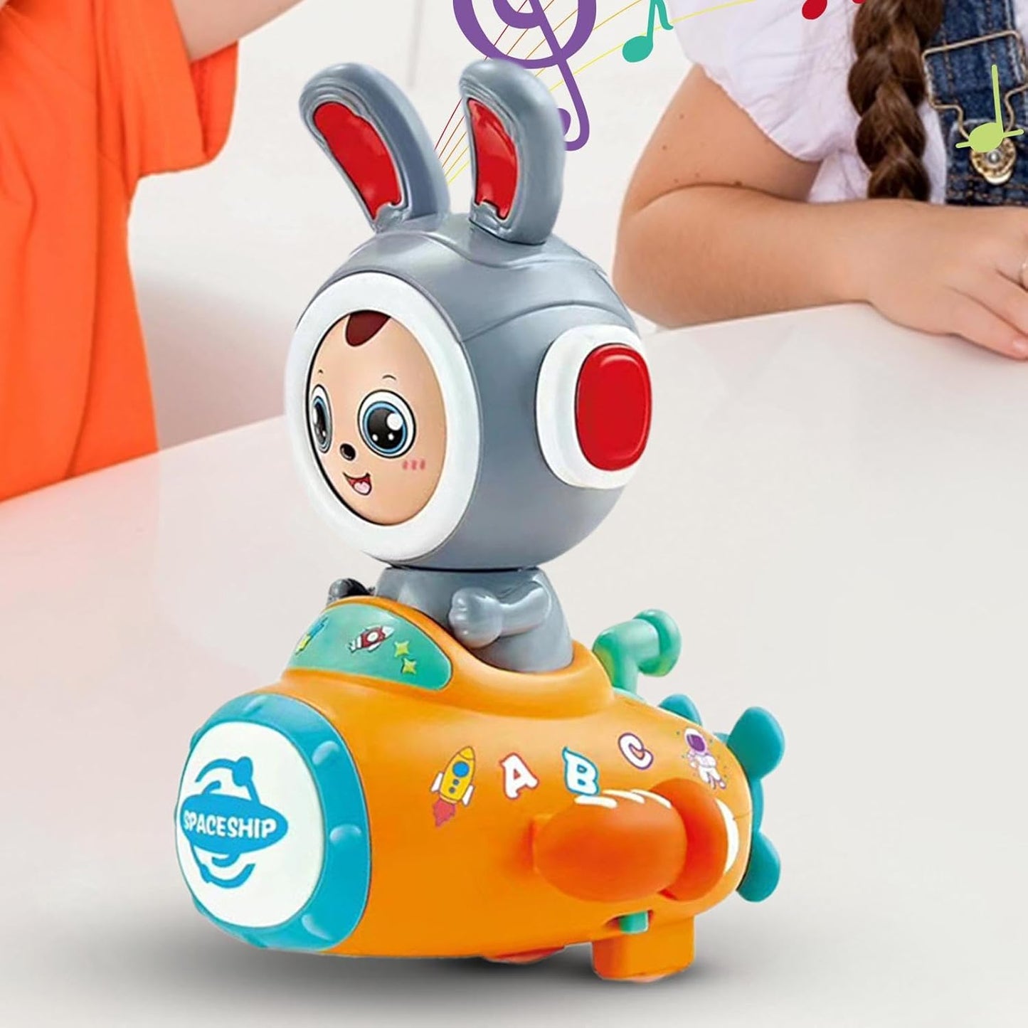 Face changing rabbit musical toy with colorful spaceship design by T-Rex the toyland Sitamarhi