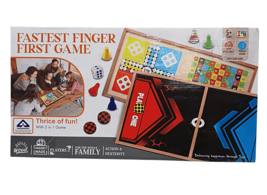 Itoys fastest finger first game board set with dice, pawns, and multiple game options for family fun