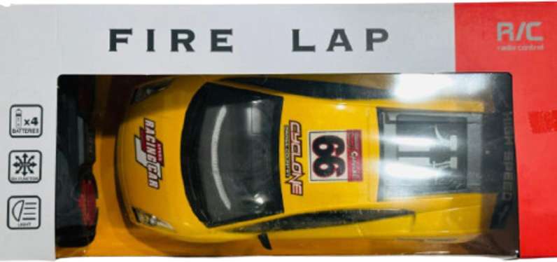 T-Rex the Toyland Fire Lap high speed battery operated toy car in yellow with race number 66