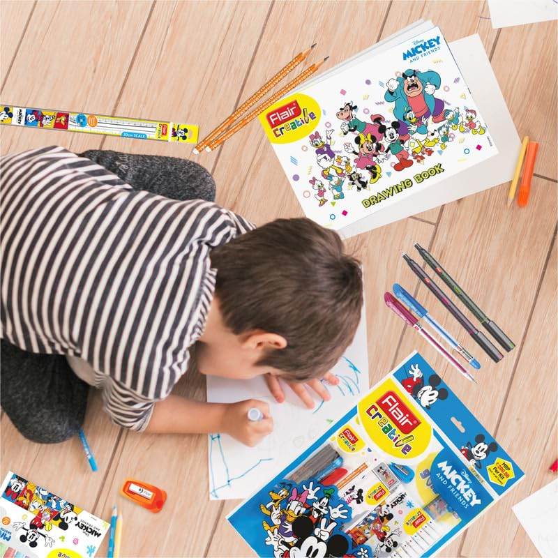 Child using Flair kit Mickey mouse Disney creative gift set for drawing and coloring activities