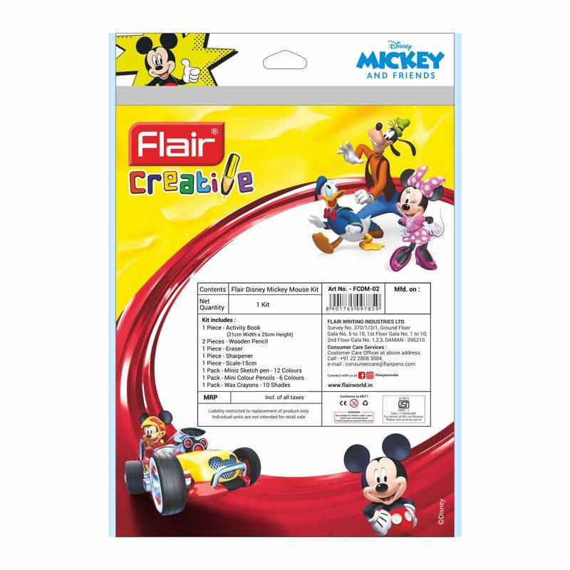 Disney Mickey Mouse stationery kit for kids featuring colorful pencils markers and activity book