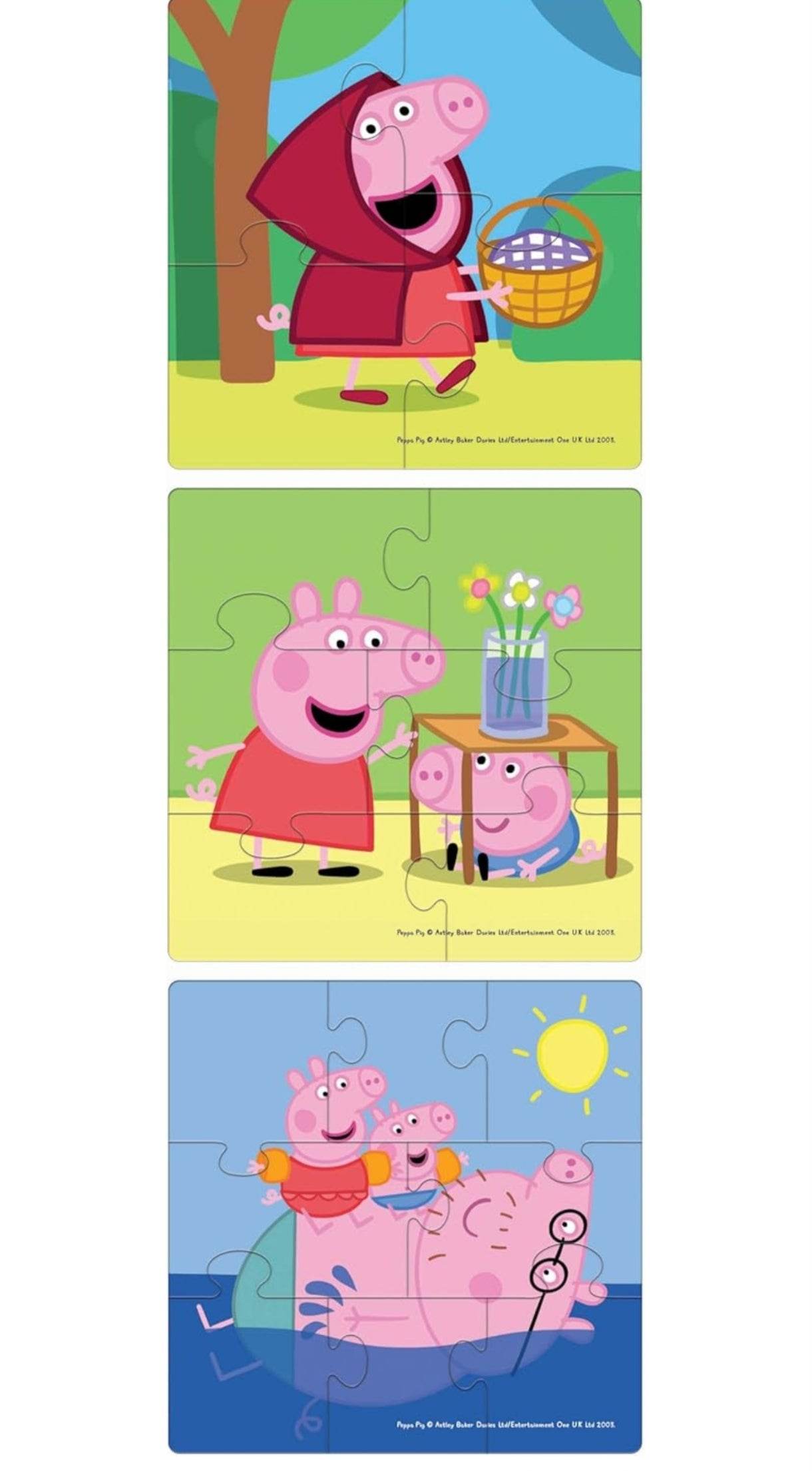 Peppa Pig jigsaw puzzles for kids featuring colorful scenes of Peppa and family playing and having fun outdoors