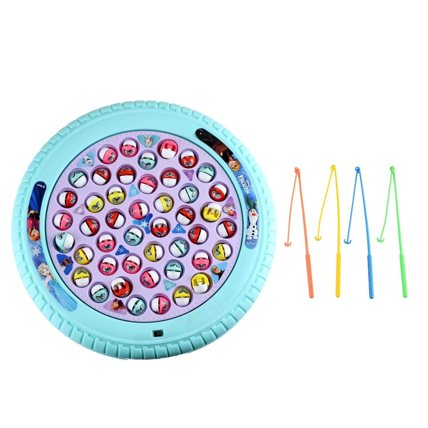 Frozen Kids Musical Fishing Game Fish Catching Board Game Toy 45 Fishes with Big Round Pond & 4 Fish Catching Sticks for Kids (Frozen) - T-Rex the toyland Sitamarhi
