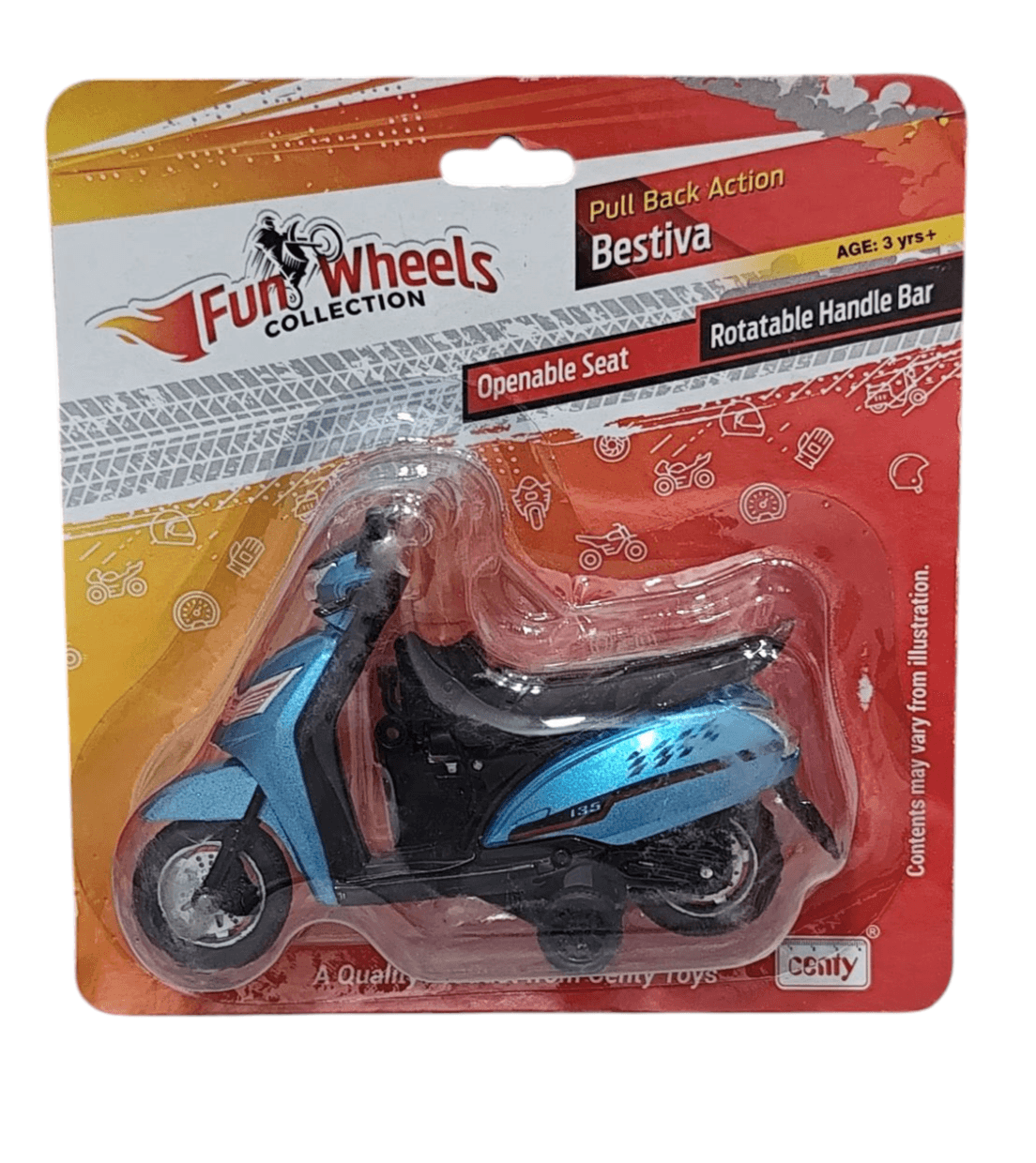 Blue pull back scooty toy for kids with openable seat and rotatable handle bar by T-Rex the toyland Sitamarhi