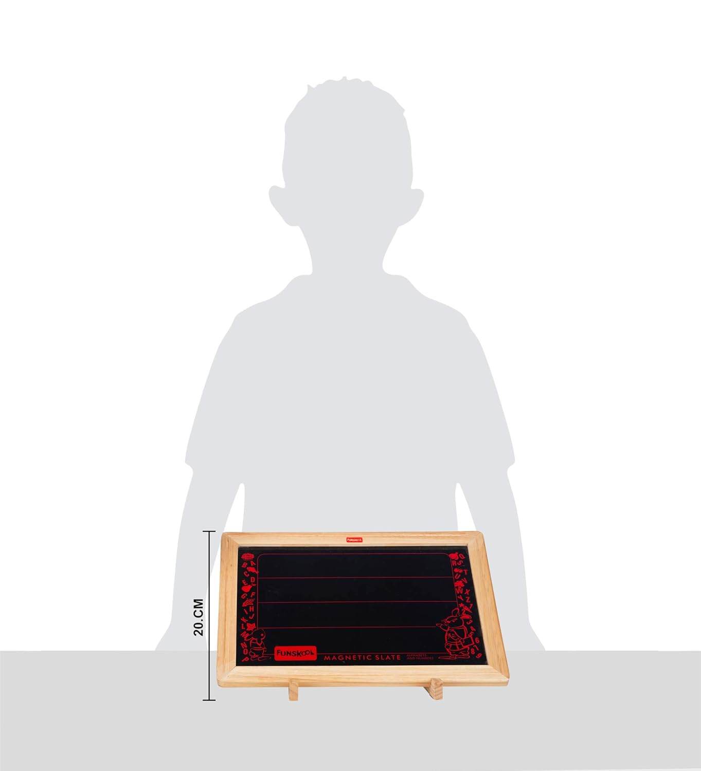 Wooden magnetic writing slate in red for kids aged 3-6 years, promotes learning and creativity, buy 2 in 1 Magnetic Writing Slate Online India | Kids Learning Board
