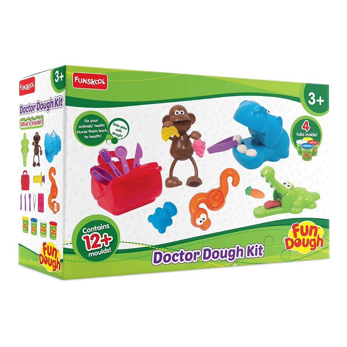Doctor dough kit for kids by Funskool with animal molds and fun dough tools for children age 3 and up
