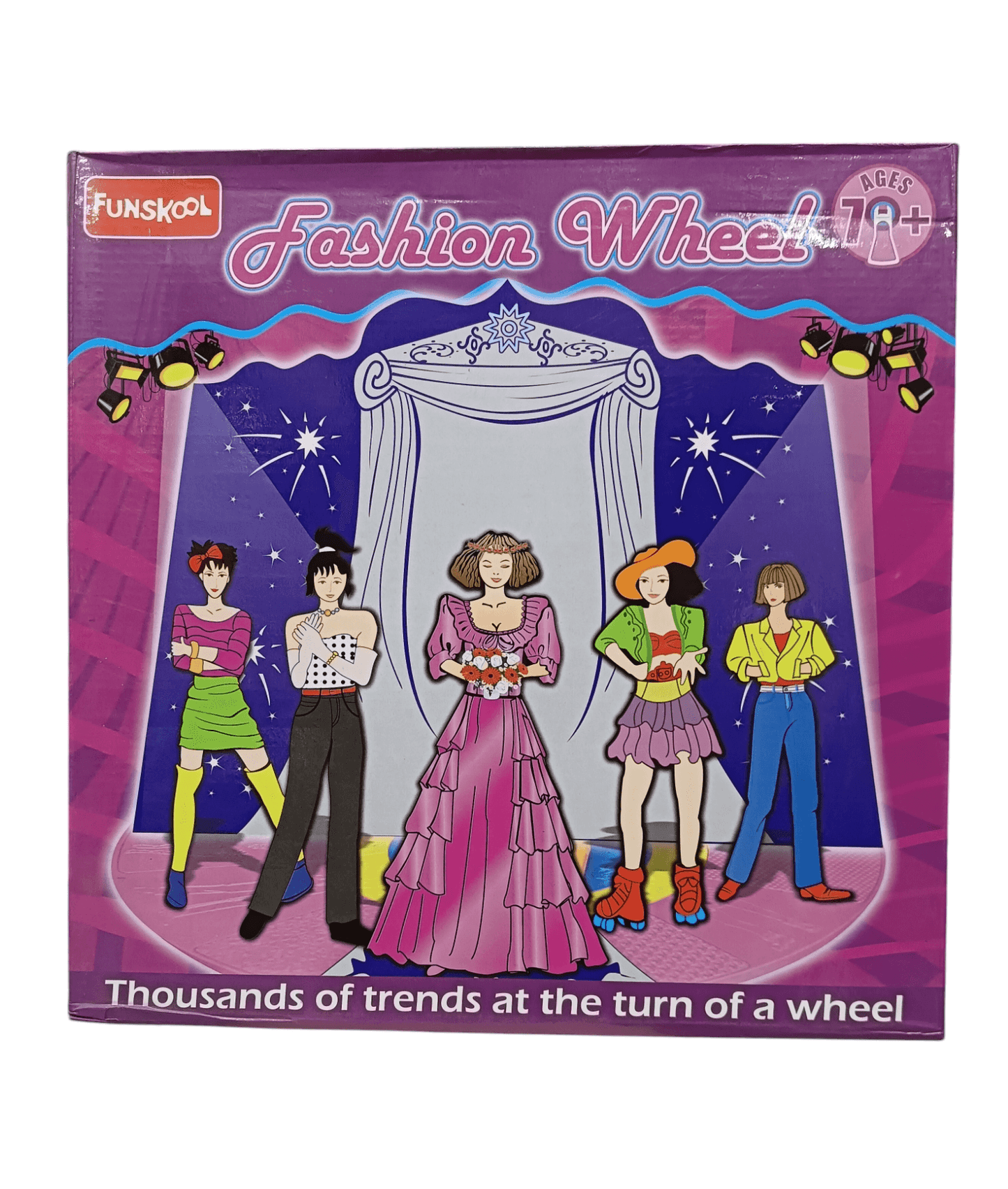 Funskool Fashion Wheel fashion design kit for kids with trendy outfit designs and colorful packaging