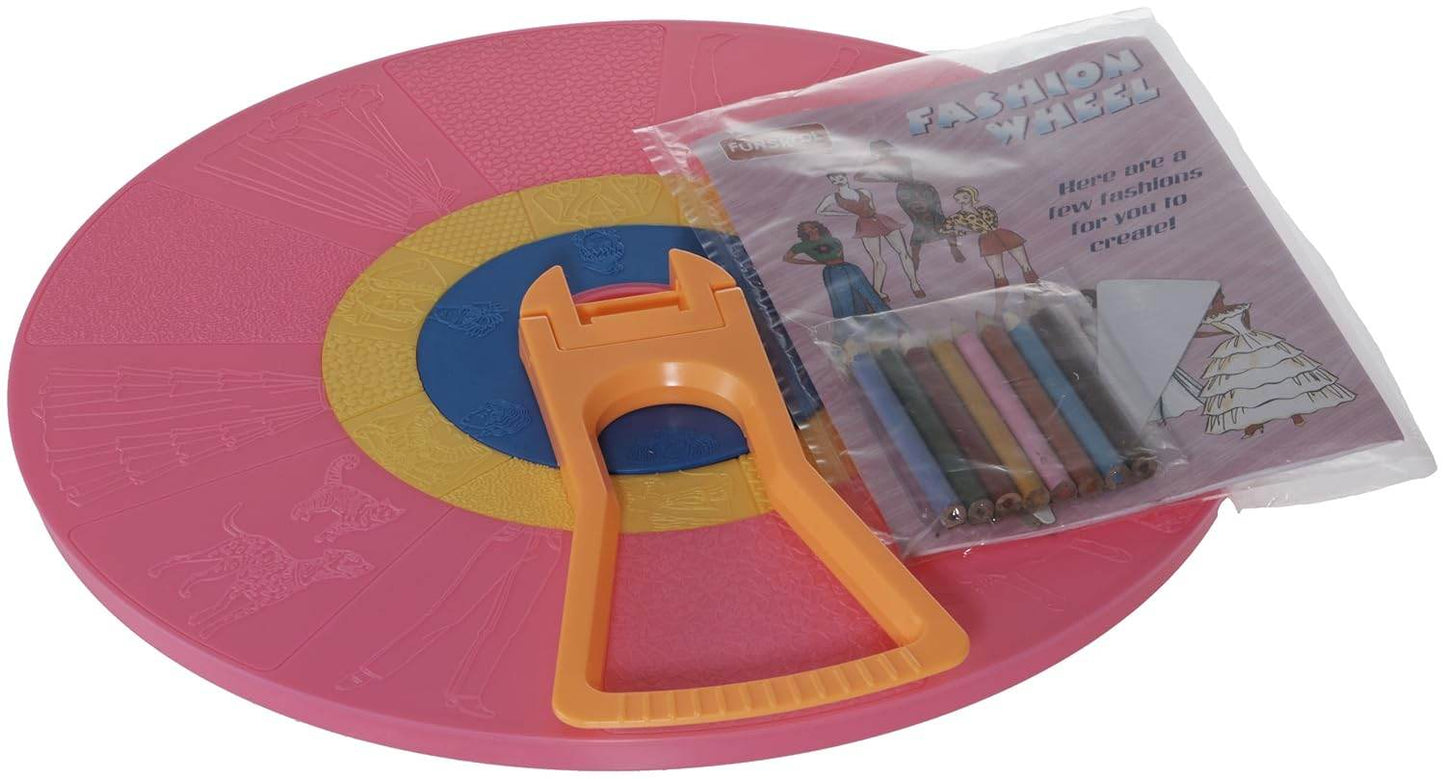 Funskool Fashion Wheel with colorful chalks and design templates fashion design kit for kids