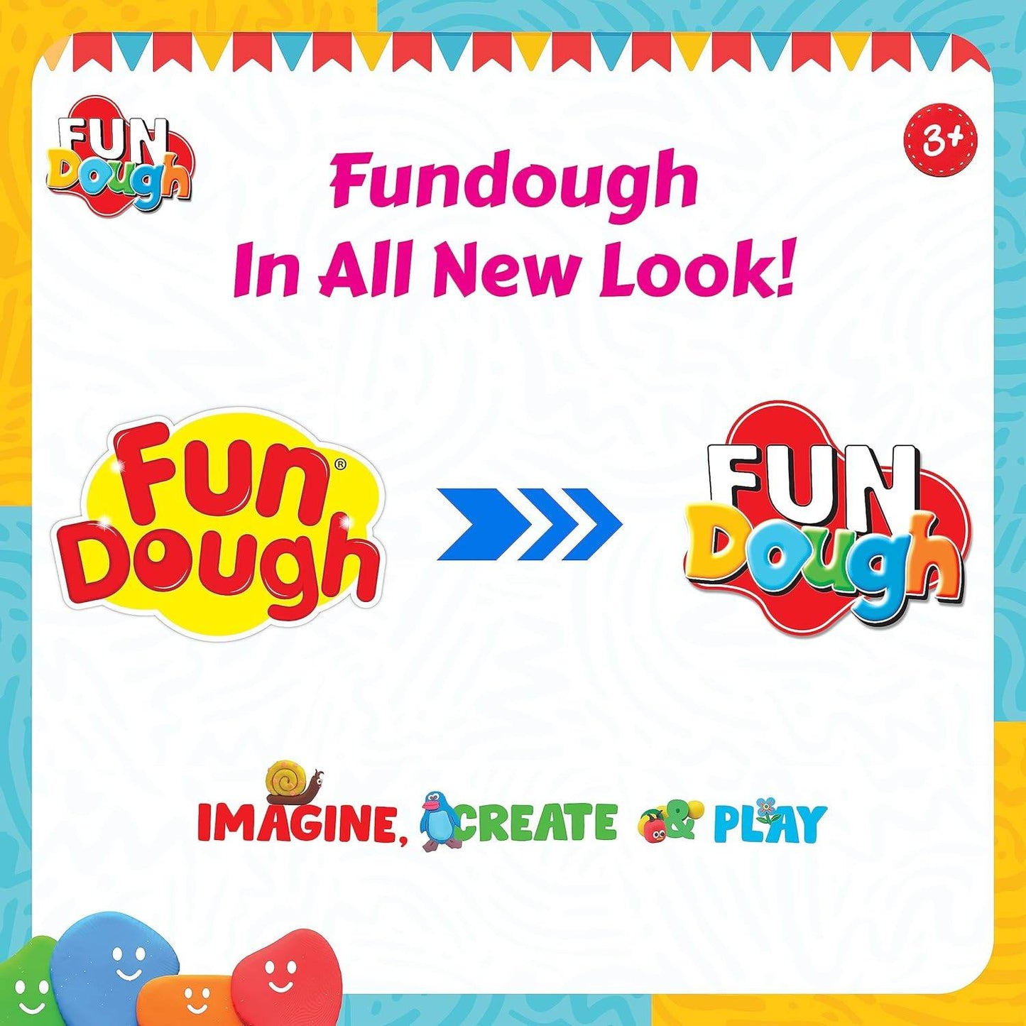 Funskool Fundough ice cream shop playset packaging showing new logo design and colorful branding