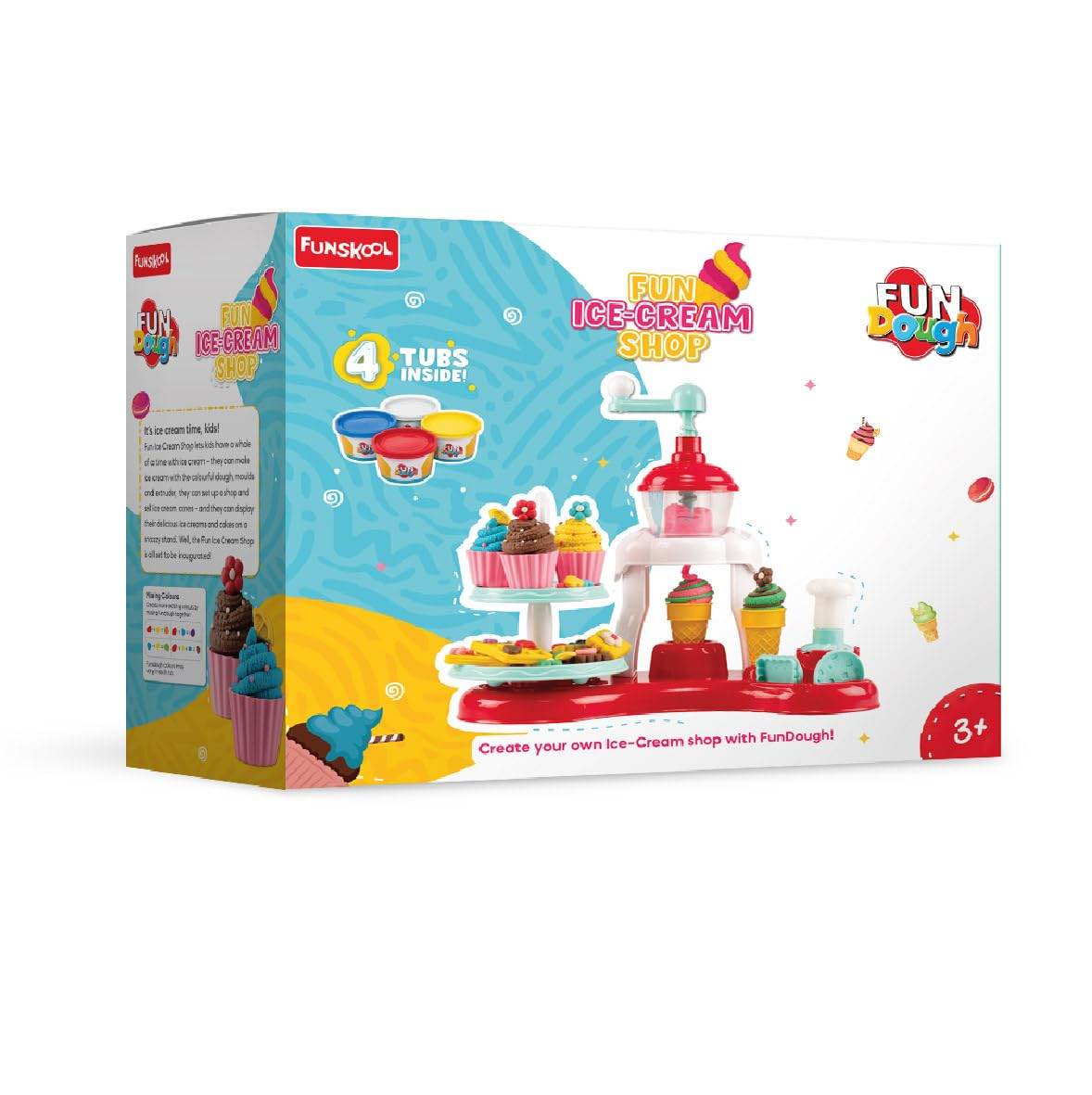 Funskool Fundough ice cream shop playset with colorful tubs and accessories for creative play